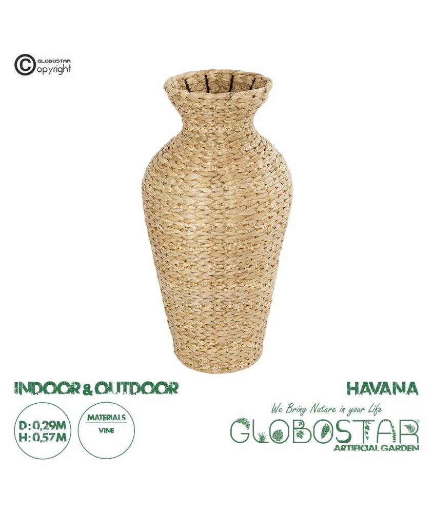 GloboStar® Artificial Garden HAVANA 21229 Διακοσμητικό Πλεκτό Καλάθι - Κασπώ Γλάστρα - Flower Pot Μπεζ Π29 x M29 x Υ57cm